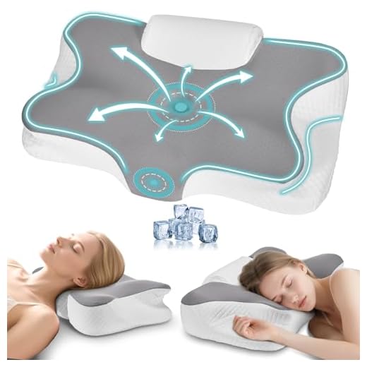 Levesolls Cuscino Cervicale 2 in 1 in Memory Foam Ergonomico, per Dormire su Fianco, Schiena e Stomaco, con Federa Sfoderabile e Lavabile, 61x41x12/13 cm (Grigio)