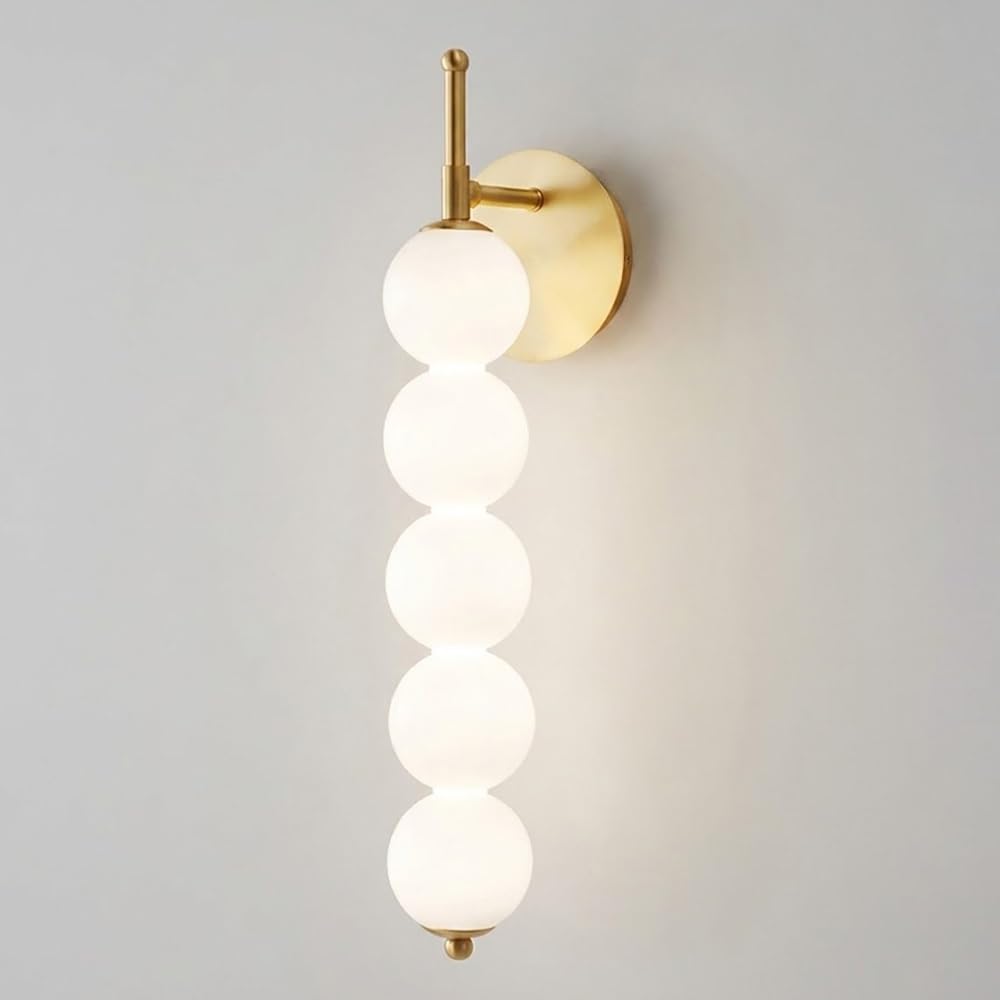 COSRUB Nordic Globe LED Wall Sconce, Spherical Stacked Vertical Wall Lamp Modern Linear Farmhouse Wall Mounted Light for Bedroom Bedside Living Room Entryway(Gold(3000K),5 Head)