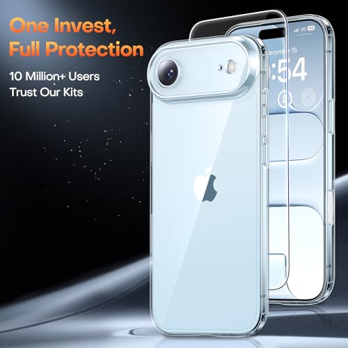 Image of TAURI for iPhone Air Case, with Camera Control, Clear | with Screen Protector, Not-Yellowing Military-Grade Protection, Shockproof Slim Magnetic Case for iPhone 17 Air
