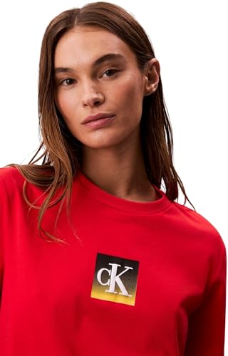 Calvin Klein Damen T-Shirt Kurzarm Classic Boxed Monogram mit Logo, Rot (Tuscan Terra Cotta), L – Ansicht 3