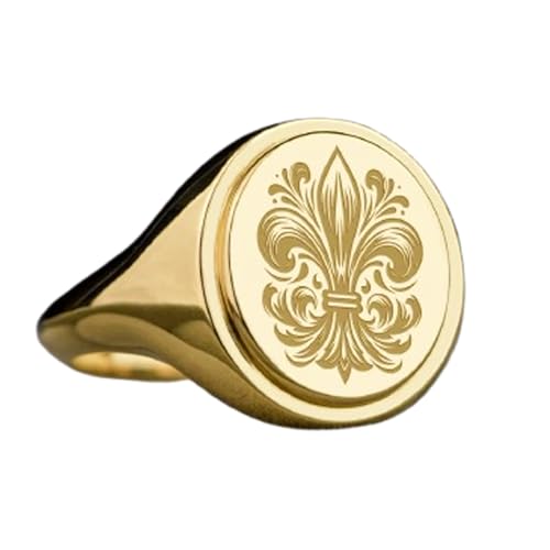Chevalière fleur de lys bague argent 925 plaqué or pour homme et femme