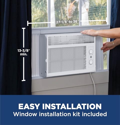 Image of GE Window Air Conditioner 5,000 BTU AC Unit for Small Rooms up to 150 sq ft with Manual Controls & 2 Cooling Modes for Bedroom or Living Room, Easy Install Kit, White