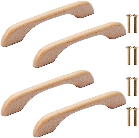 NAKUPENDA 4 x Wooden Handle Furniture Handles for Drawers, Cupboa...