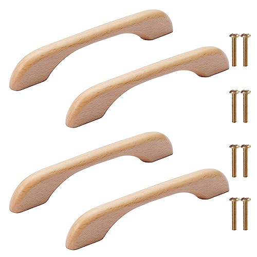 Poignées de tiroir en bois de hêtre 128mm pour meuble et commode - 2