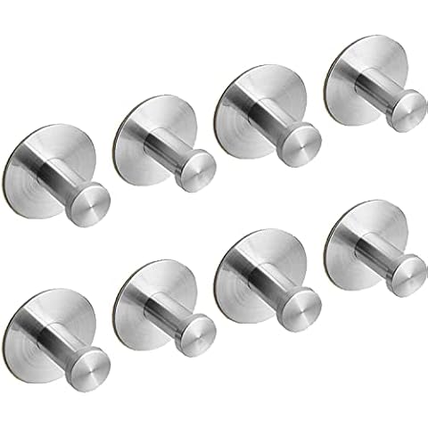 Set of 8 Stainless Steel Round Adhesive Hook Without Drilling 3M Self-Adhesive Towel Wall Hook Sticker Coat Hook Multi-Purpose Hook (5cm) Cover