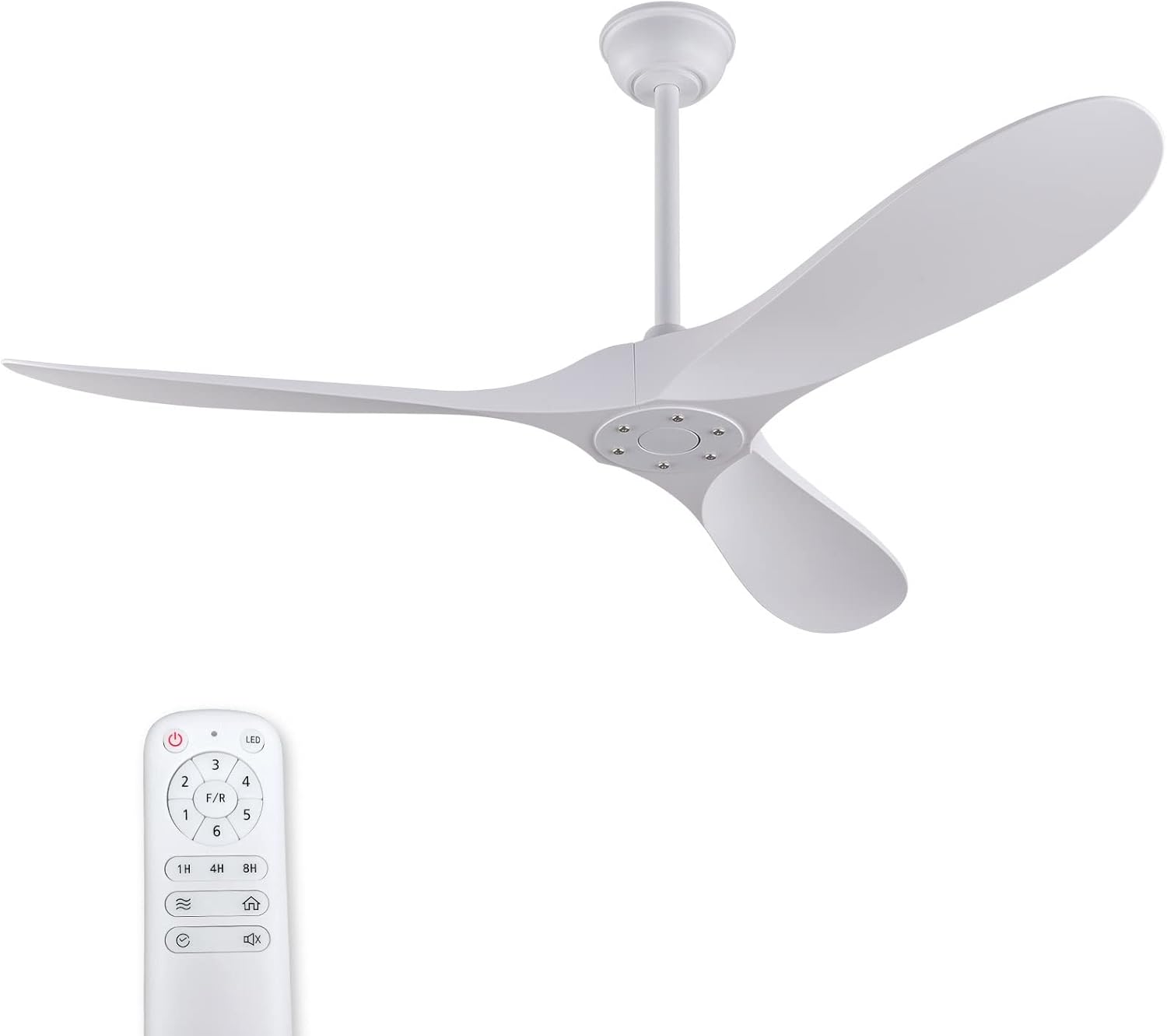 KBZZ 60" Quiet 6-Speed DC Motor Ceiling Fan - 3 ABS Blade White, Indoor/Outdoor for Living Room, Bedroom & Patio