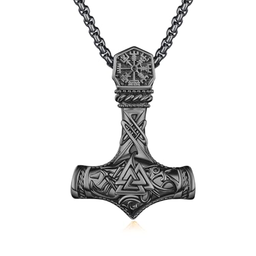 Chaîne marteau de Thor en argent S925 véritable pour éviter les allergies