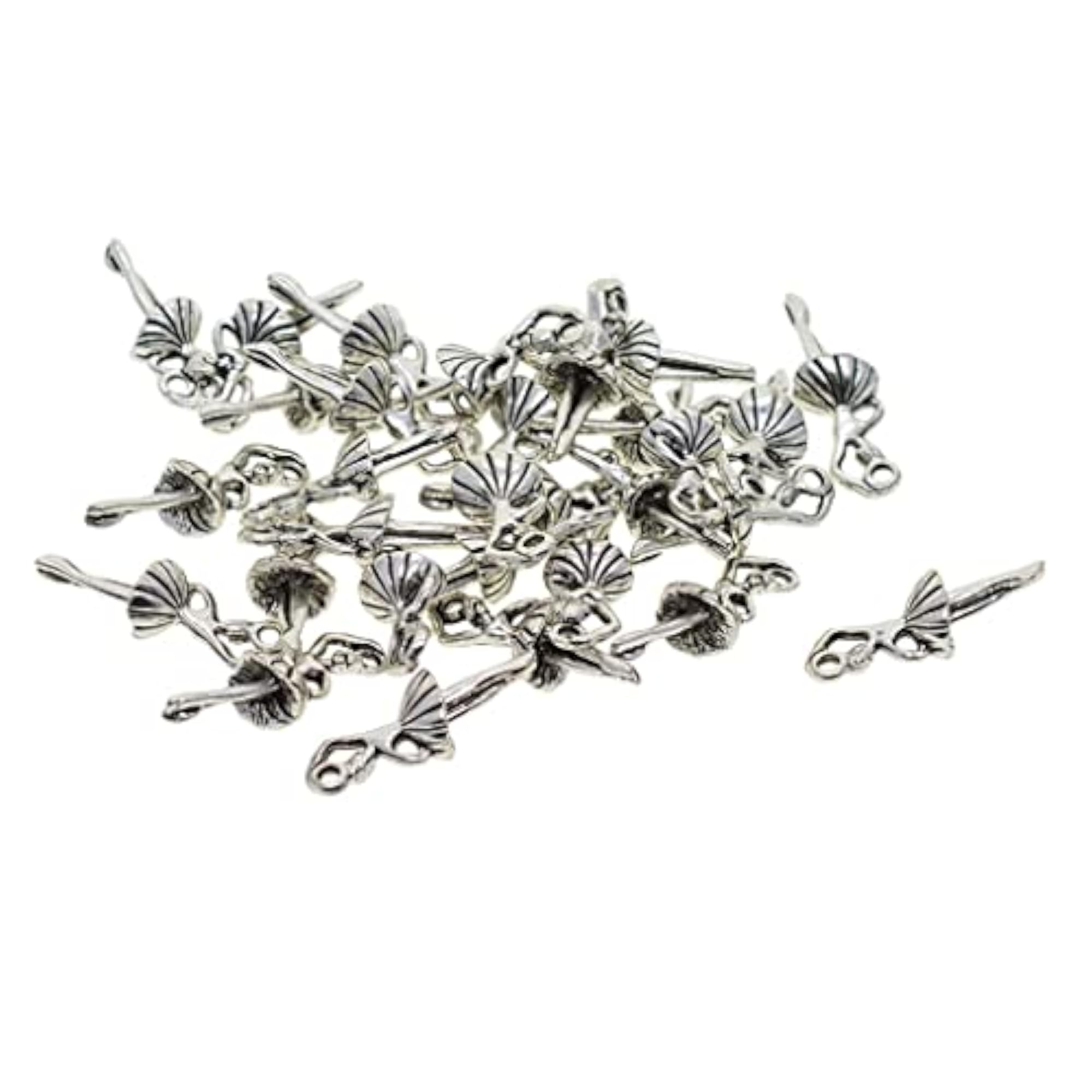 30 Pieces Tibetan Silver 3D Ballet Shape Charms Dangle Pendants