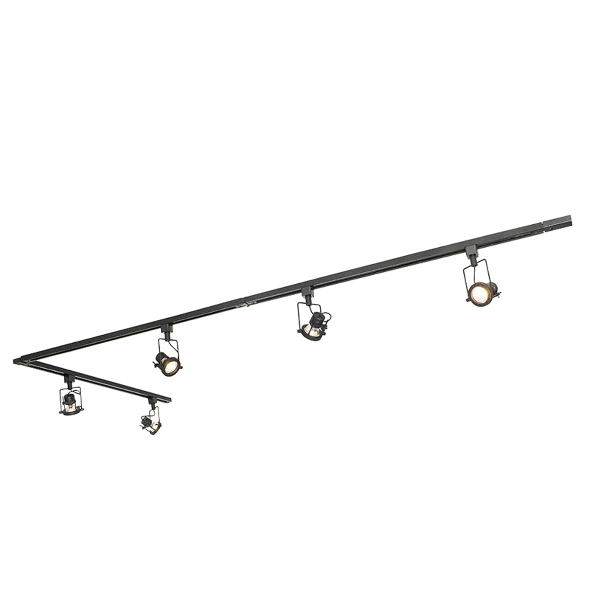 QAZQA Industrial Sistema de carril con 5 focos monofásicos negros - Suplux Aluminio/Acero/Plástico Alargada Adecuado para LED Max. 5 x 50 Watt