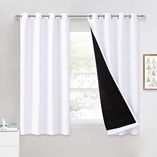NICETOWN Cortinas con Forro -Cortinas Opacas Aislamiento térmico Frío Calor para Salon, 2 Piezas, 117 x 137 CM, Blanca