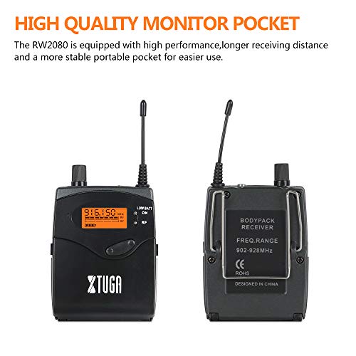Xtuga Rw2080 Rocket Audio Whole Metal Wireless In Ear Monitor System 2 Channel 4 Bodypacks Monitoring With In Earphone Wireless Type Used For Stage Or Studio (Frequency 902-928Mhz) #TOP5