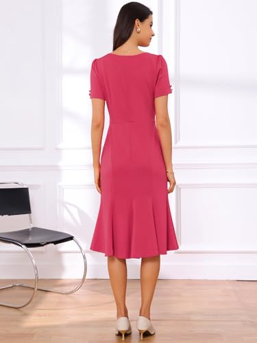 Image of Allegra K Vintage 50s Dress for Women's Retro Cocktail Work Mermaid Midi Dress