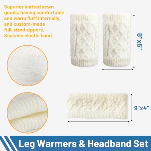 TUYUU Warm knit Fleece Lined Leg Warmers and Headband Set for Figure Skating Hockey Skating Ice Skating.Skating Accessories2