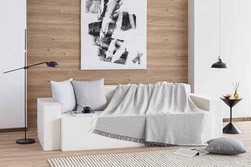 Todocama - Colcha Multiusos Sofa, Manta Foulard, Plaid para Cama, Cubresofa Cubrecama, Jarapas, Fabricado en España, Espiga. (125x180cm, Gris Oscuro). - imagen 3