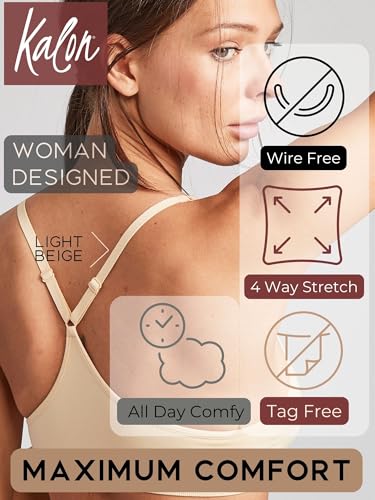 Kalon Women’s 4 Pack Racerback Sports Bralette Seamless Wireless Comfort Bra4