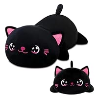 Black Cat Plush Doll Cat Stuffed Animals Soft Plush Pillow Cute Plush Hugging Toy Kawaii Kitten Plushies Toy Birthday Gift for Kids Boys and Girls -Black Pedal