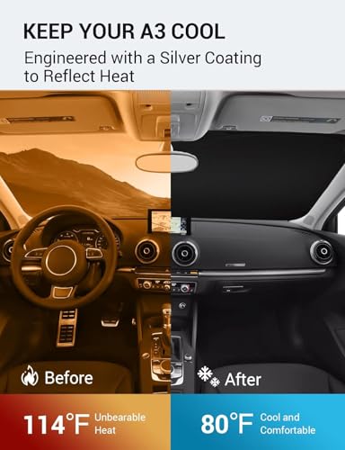 Image of Proadsy 2026 Upgrade Front Windshield Sun Shade Foldable Sunshade Protector Custom Fit 2014-2020 Audi A3 Accessories
