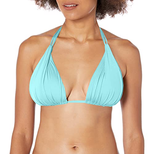 La Blanca Women's Island Goddess Rouched Halter Bikini Swimsuit Top Swimwear, Seafoam, 8