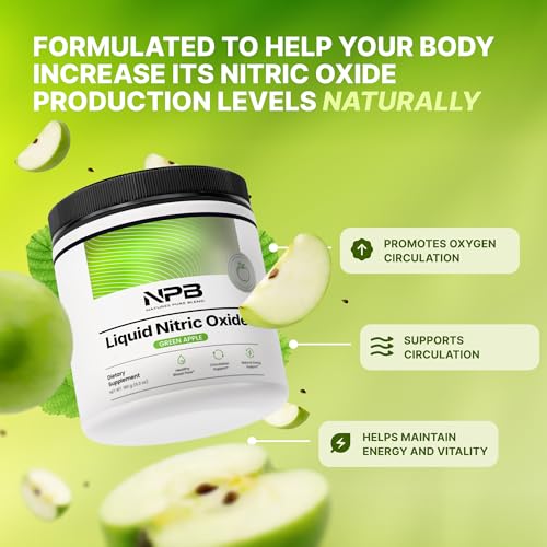 Image of Nature's Pure Blend Liquid Nitric Oxide Supplements for Men - L-Arginine Powder - Nitric Oxide Booster & Circulation Supplement - Blood Flow Support, L Arginine and L Citrulline - 5000MG (Green Apple)