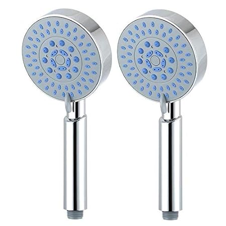 ANMEX 5 Gear Chrome Plated Adjustable Rain Spray Hand Shower(ABS)-(Pack of 2) (Silver)