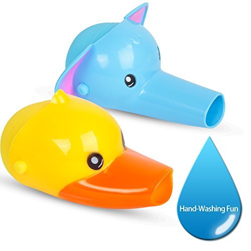Faucet Extender for Kids Set of 2 Animal Spout Extenders for Sink