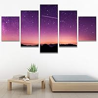 SIGNWIN 5 Panel Canvas Wall Art Aerial Astronomy & Space Dramatic Global Green Photography Realism Stars Ultra for Home Decorations Ready to Hang - 60
