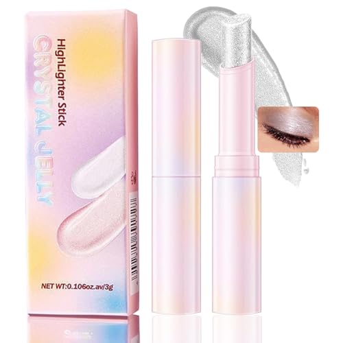 Image of Crystal Jelly Pearl Finish Waterproof Eyeshadow Stick - Buildable Cream Formula For Mature Women Creating Radiant Long-Lasting Glow Travel-Friendly Highlighter Pen in Iridescent Pink Shimmer