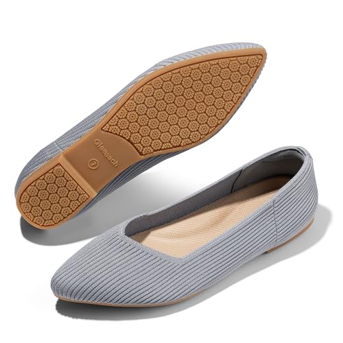 Image of Women Flats Non Slip Work Shoes Slip-On Pointed Toe Ballet Knit Softable Casual Business Flats Comfortable Dressy for Women