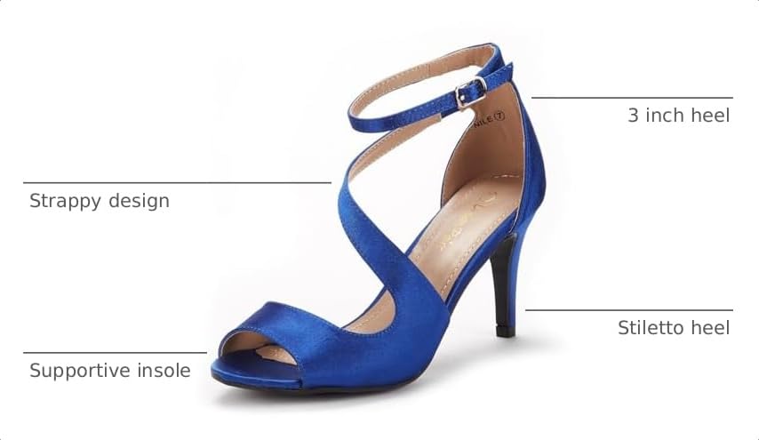 Image of DREAM PAIRS Women's Open Toe Stiletto Elegant Sandals | Open Toe Ankle Strap Dress Heels, Comfort Formal High Heels for Wedding, Date Night and Party Occasions