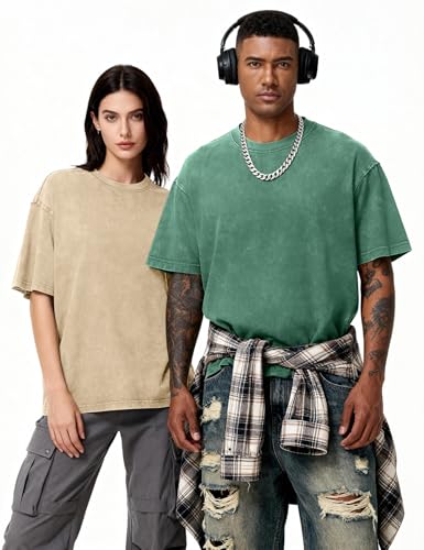 Image of Eiscntd Mens Oversized T-Shirts Heavyweight Cotton Vintage Unisex Baggy Tee