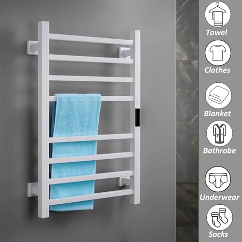 Radiateur porte-serviettes blanc câblé en acier inoxydable