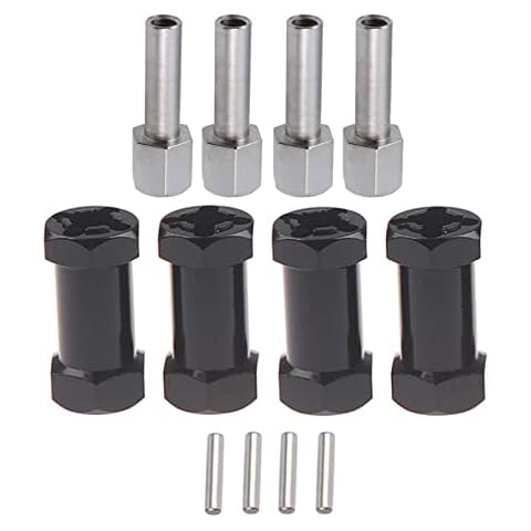 AMOGOT 4Pcs Alloy 12mm Wheel Hex Hub 25mm Offset Extension Hex Drive Adapter Combiner Coupler for 1/10 RC Crawler Axial Scx10 90046 Jeep Wrangler Everest 10 CC01 2wd Slash(Black,25mm) Cover