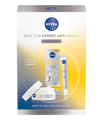 Nivea - Cofanetto Per La Cura Del Viso Anti-Invecchiamento Q10 Expert Antirughe - Riempitore Di Rughe Mirato (15 Ml) + Trattamento Di Giorno Antirughe E Fermezza (50 Ml) - Q10 Puro E Creatina - Tutti