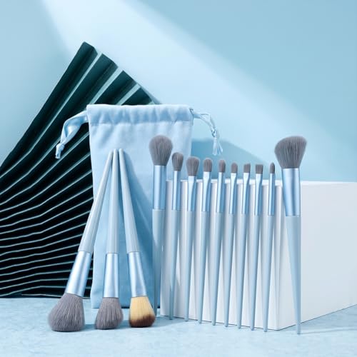 13Pcs Makeup Brushes, Blush Concealer Eye Shadow Blending Liner Make Up Brush Kit(Blue)