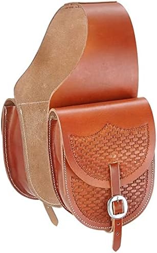 Horse Saddle Bag Cowhide Genuine Leather Western Equestrian Trail Tooling Carving Horse Saddle Bag Tooled Carved Pack Equipment Horse Saddle Bags Size: 10” L x 10” W x 3 ½” D inches, CRVD80