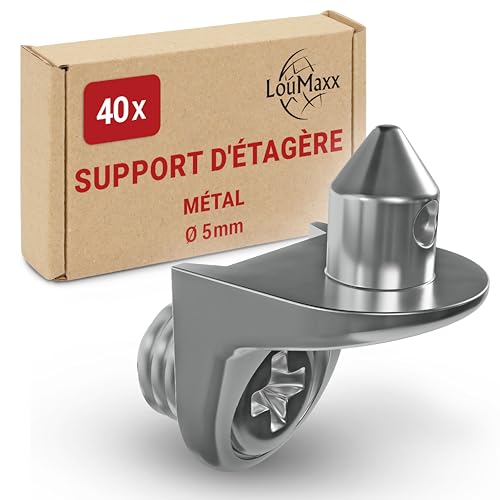 LouMaxx taquet etagere 5mm avec téton et vis – Lot de 40 taquets pour étagères – support...