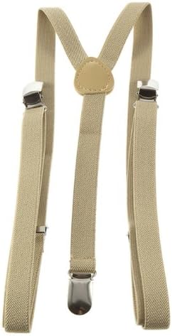 DETL Mens Womens Clip-on Adjustable Elastic Pants Y-back Suspender Braces Belt (beige)