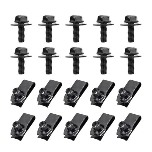 Fiknonk 20 PCS Automotive Body Bolt and U Bolts Kit, Metal Rust-Resistant Fender Bumper Fastener Set, Universal for Hood Guard and Liner Retainer Clips for Most Cars, Trucks, SUVs