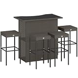 Outsunny 5-Piece PE Wicker Bar Set