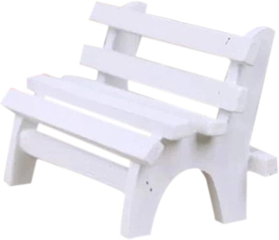 Miniature Porch Chair Figurine Wooden White Double Bench