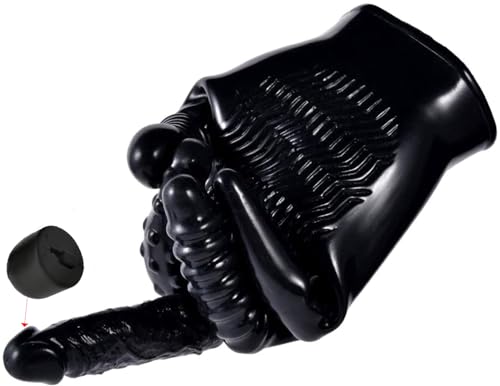 OnundOn Fingervibrator Mittelfinger Vibrierende Dildo Handschuhe Masturbation Handschuhe Wasserdicht Latex Handschuhe Fetisch Handschuhe Multifunktions handschuhe (1 Handschuh für die rechte Hand)