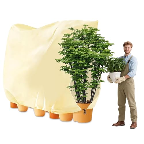 xtyunwe 180x120cm 70g/m² Voile Hivernage Plante Exterieur, Protection Hivernale Réutilisable pour Plantes avec Fermeture éclair, Beige Housse Hivernage pour Plantes pour Palmiers