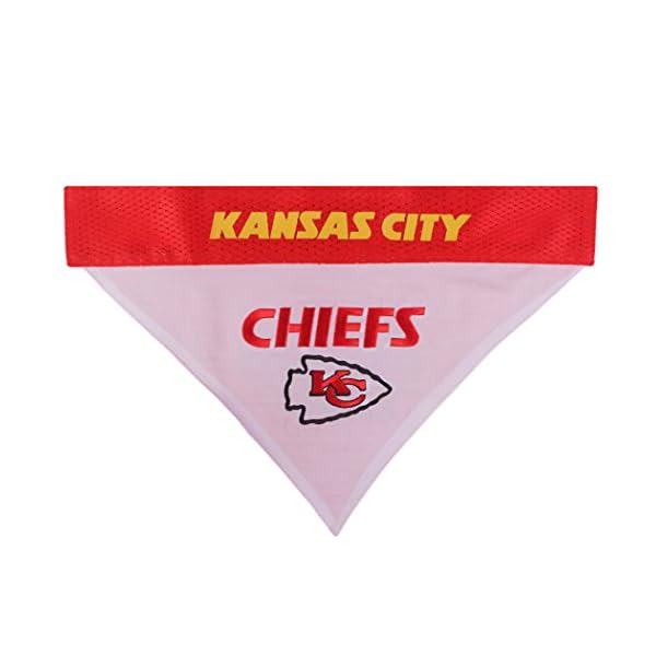 NFL Dog Bandana – Kansas City Chiefs Reversible PET Bandana. 2 Sided Sports Bandana with a Premium Embroidery Team Logo, Small/Medium. – 2 Sizes & 32 NFL Teams Available NFL Dog Bandana – Kansas City Chiefs Reversible PET Bandana. 2 Sided Sports Bandana with a Premium Embroidery Team Logo, Small/Medium. – 2 Sizes & 32 NFL Teams Available