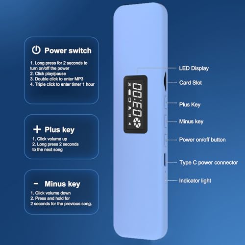 Głośnik Poduszkowy z Przewodnictwem Kostnym, Pomoc w Zasypianiu Bluetooth 5.3, Wyświetlacz Cyfrowy, Regulacja Głośności, Adaptacyjna Redukcja Szumów, Odtwarzanie do 20 Godzin