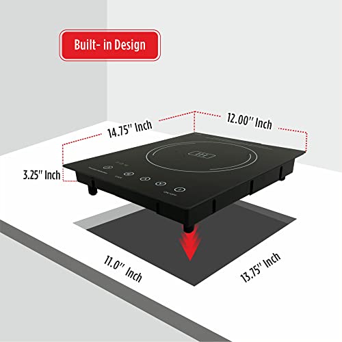Summit Sinc1110 12-Inch 1-Burner Built-In Digital Electric Induction Cooktop With 7-Piece Cookware Set, Jet Black Glass, 115V, 1800W, Led Display, 8-Power Level, Timer, Easy Plug-In, Easy To Clean #TOP3