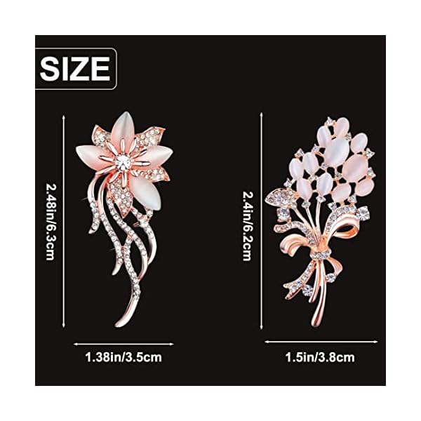 2 Pieces Corsage Brooches Pin for Women, Bridal Classy Wedding Crystal Bouquet Corsage for Women Girls Costume Accessory(White) - Image 3