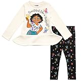 Disney Encanto Mirabel Toddler Girls Fashion Peplum Fleece Graphic T-Shirt Legging Black/White 5T