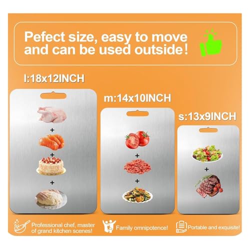 Planches à découper en titane pur (lot de 3) pour préparation saine des repas - 3