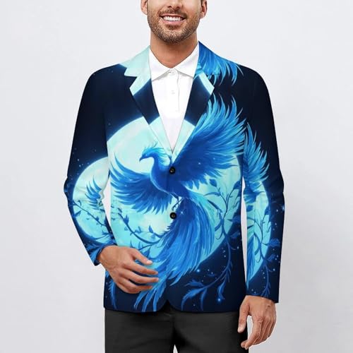Iced Phoenixess Full Moon Men's Suits Business Formal Suit Dress Print Jackets Casual Wedding Party Coat2