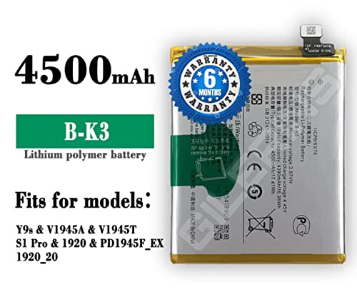 Image of Original B-K3 Battery for Vivo S1Y9s /V1945A /V1945T /1920 /PD1945F EX 1920 20 for /Y9S, S1 Pro, 1920, Y9S Battery with 6 Month Warranty****(H112)